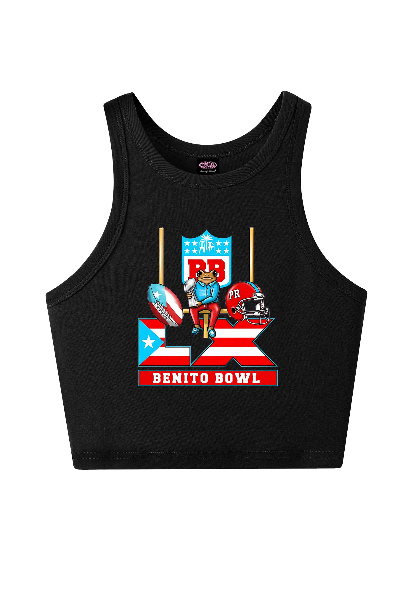 Pink Frog Y2K Crop Tank Top Cherrykitten