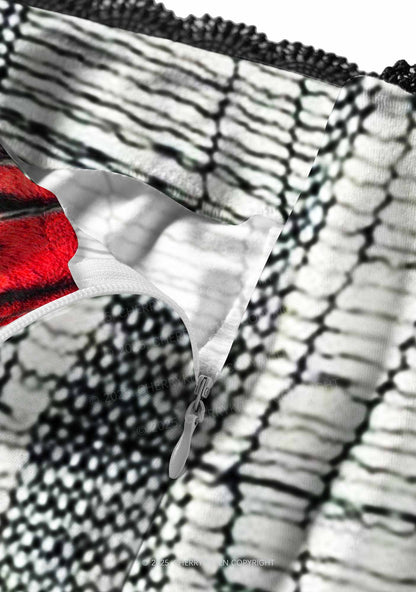 Tiger Striped Red Block Y2K Print Midi Skirt Cherrykitten