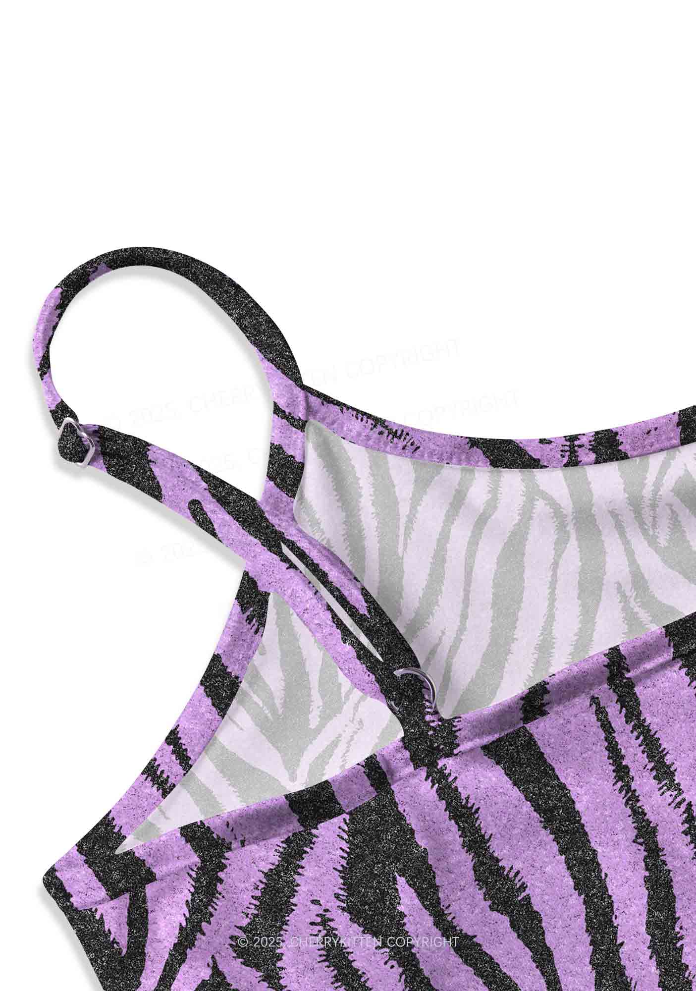 Lavender Zebra Y2K Print Slip Dress Cherrykitten