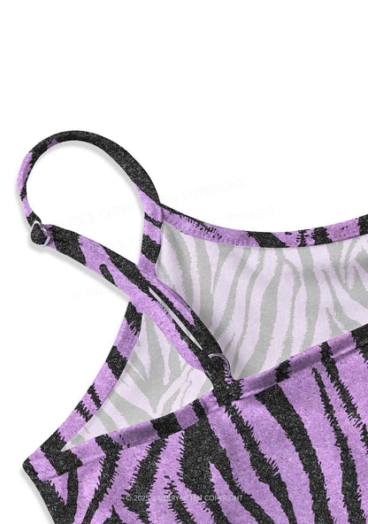 Lavender Zebra Y2K Print Slip Dress Cherrykitten