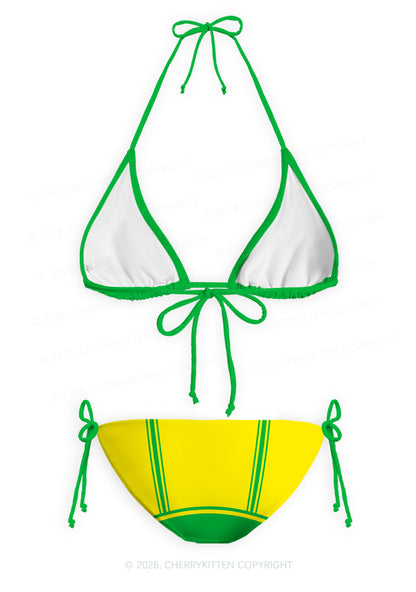 Yellow Green Flame Y2K Print Bikini Set Cherrykitten