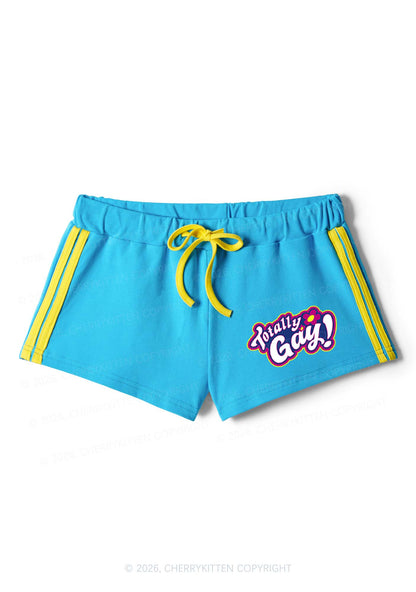 Totally Gay Pride Y2K Drawstring Mini Shorts Cherrykitten