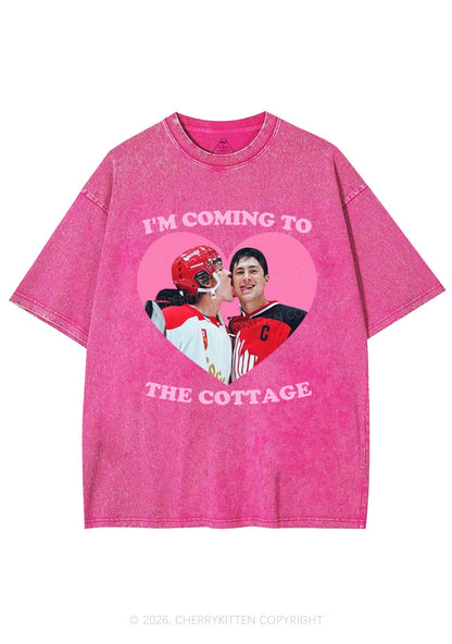 Coming To Cottage HR Y2K Shirts Washed Tee Cherrykitten