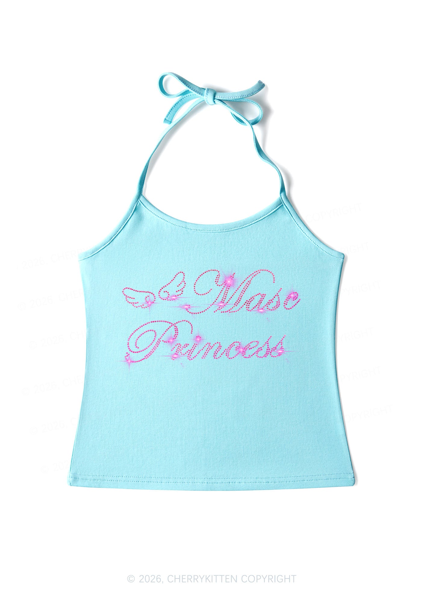 Rhinestone Masc Princess Pride Y2K Halter Neck Cami Cherrykitten