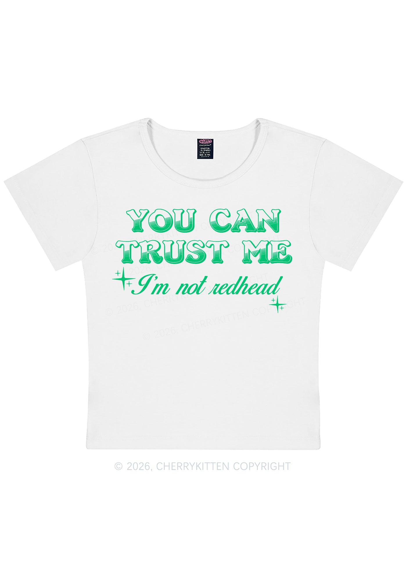 You Can Trust Me St Patricks Y2K Baby Tee Cherrykitten