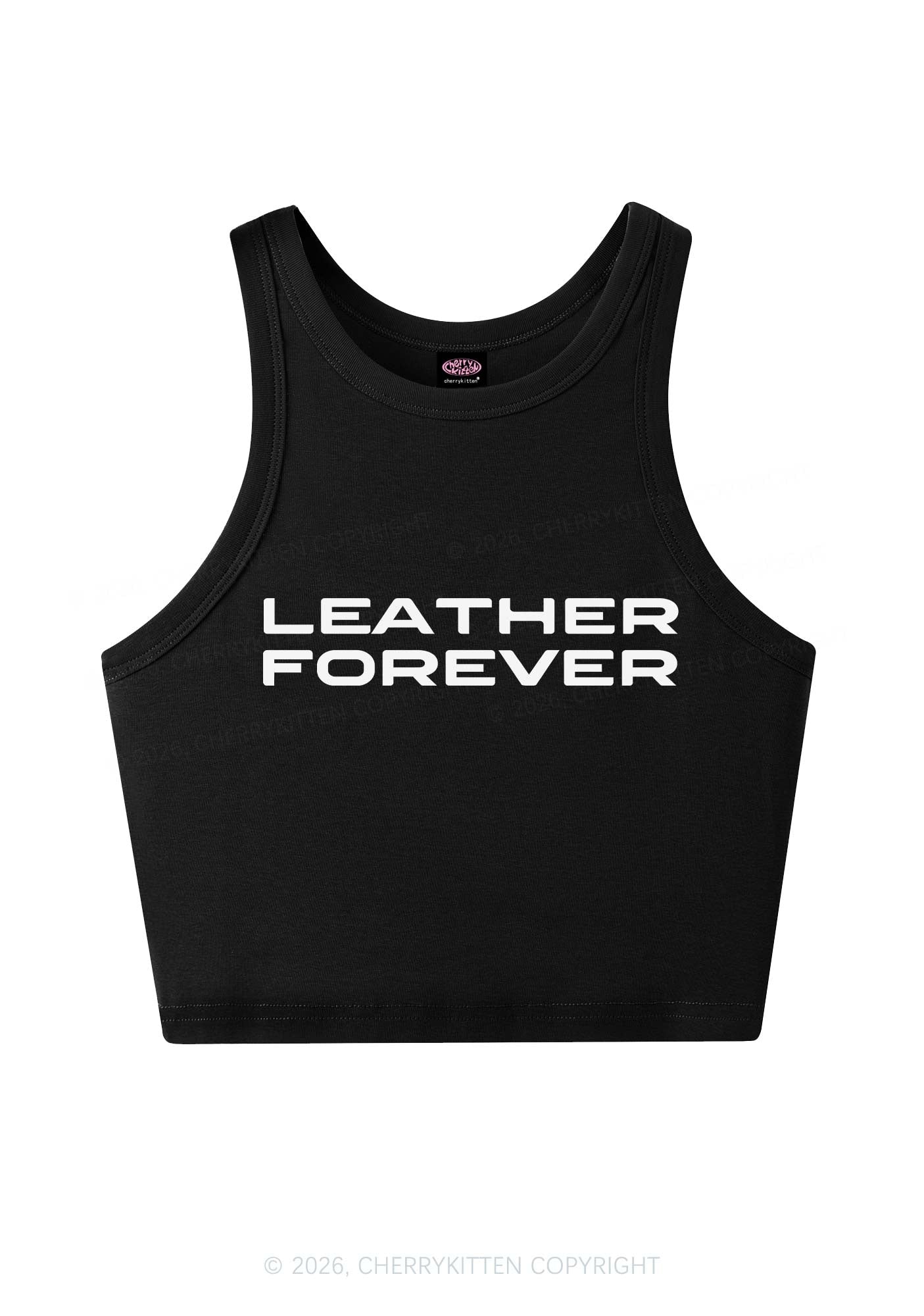 Leather Forever Y2K Crop Tank Top Cherrykitten