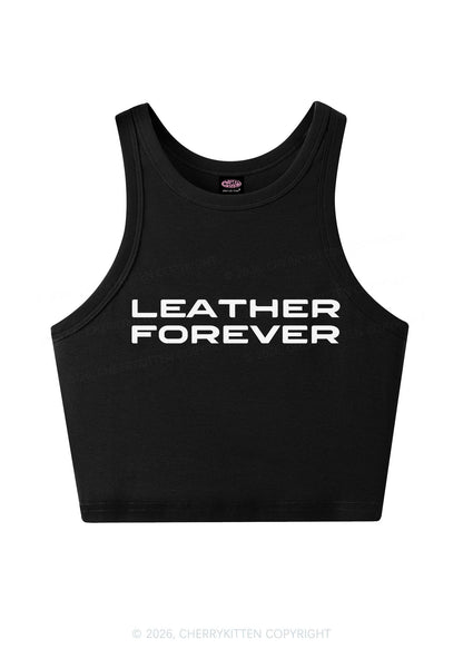 Leather Forever Y2K Crop Tank Top Cherrykitten