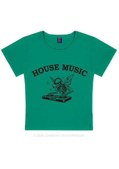 House Music Skeleton Y2K Baby Tee Cherrykitten