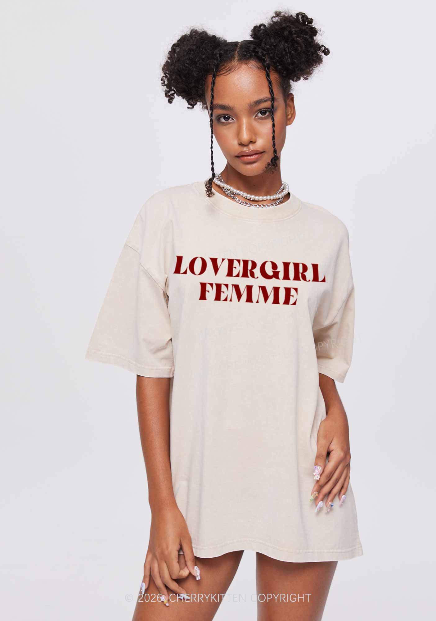 Lovergirl Femme Pride Y2K Shirts Washed Tee Cherrykitten