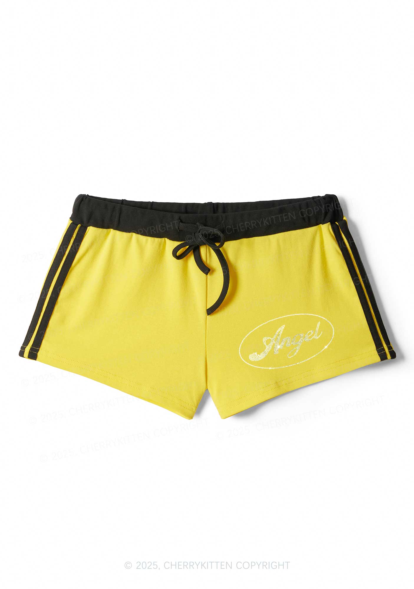 Rhinestone Mini Angel Y2K Drawstring Mini Shorts Cherrykitten