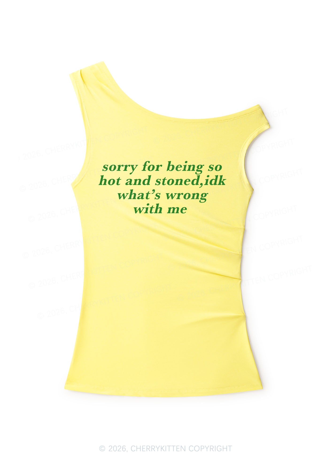 Sorry For Being Hot And Stoned Y2K Off Shoulder Tank Top Cherrykitten