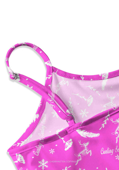 Christmas Cunting Season Y2K Print Cami Crop Top Cherrykitten