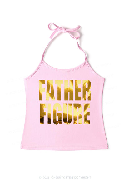 Father Figure Silver Foil Printed Y2K Halter Neck Cami Cherrykitten