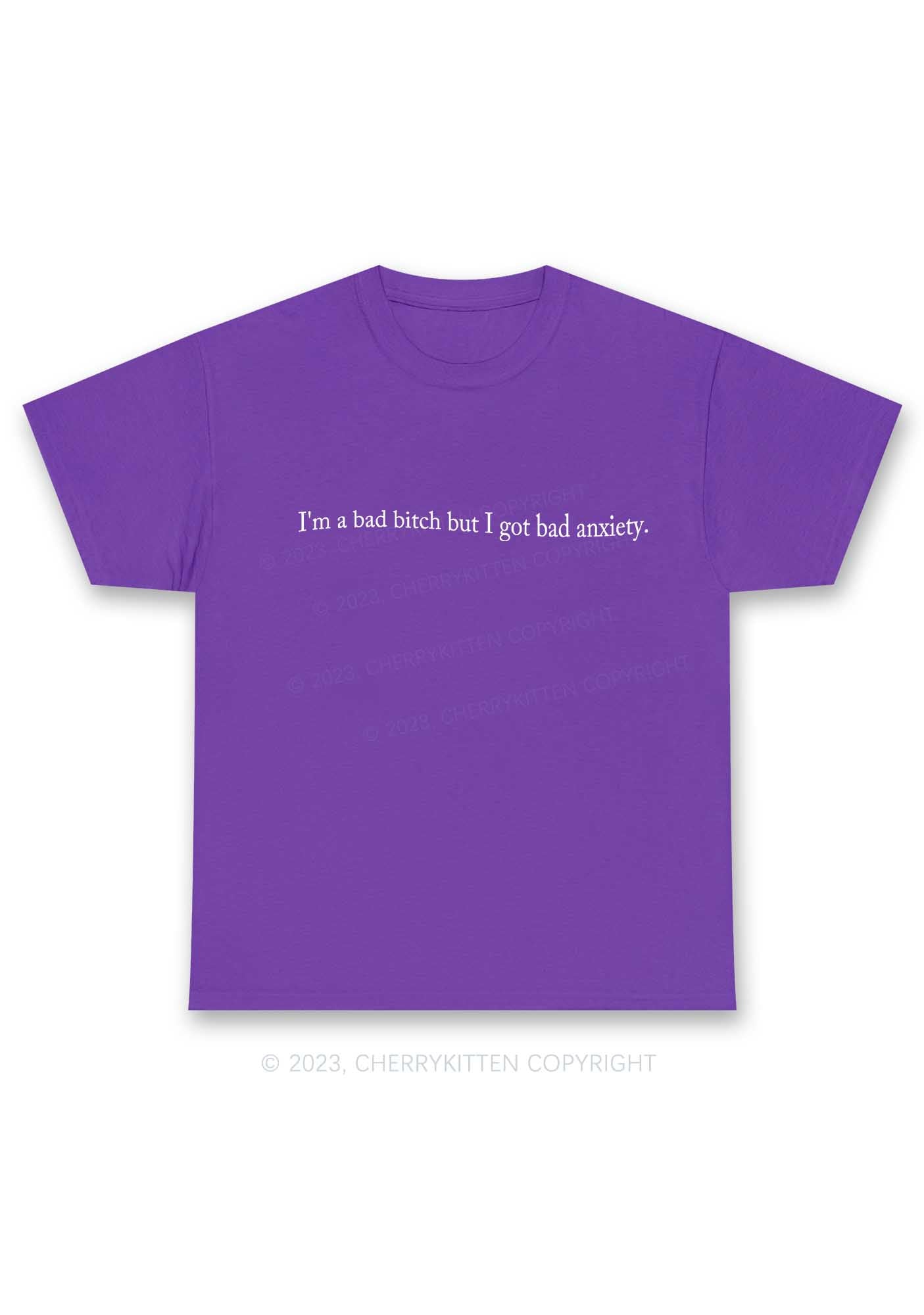 I'm A Bad Bxxch But I Got Bad Anxiety Y2K Chunky Shirt Cherrykitten