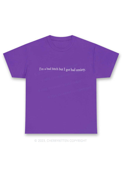 I'm A Bad Bxxch But I Got Bad Anxiety Y2K Chunky Shirt Cherrykitten
