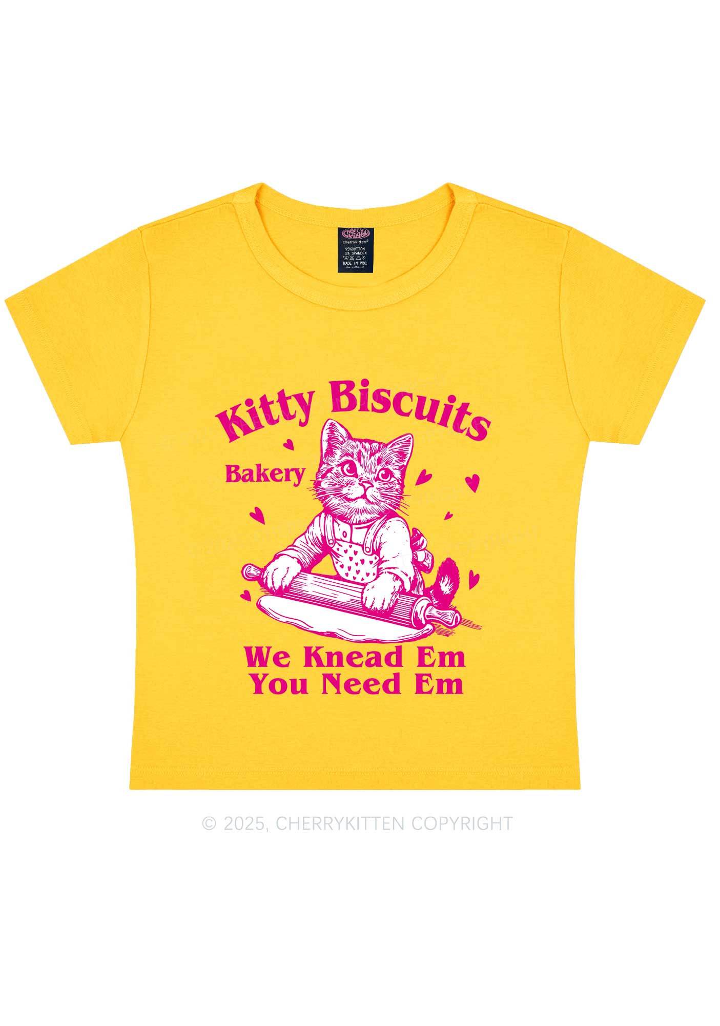 Kitten Biscuits Bakery Valentine's Day Y2K Baby Tee Cherrykitten