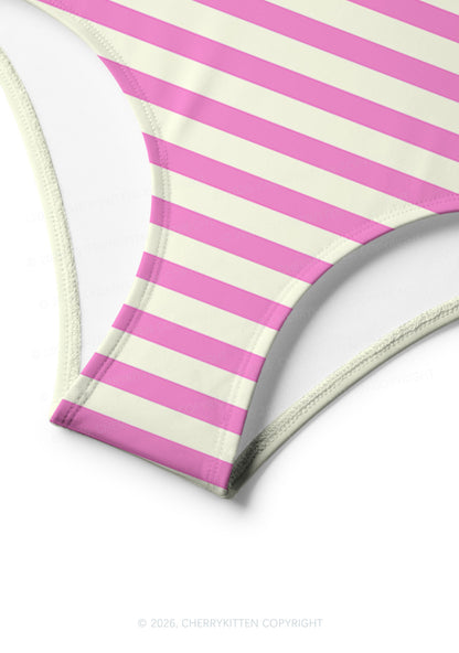 Pink Stripes Dyke Pride Y2K Print Bikini Set Cherrykitten