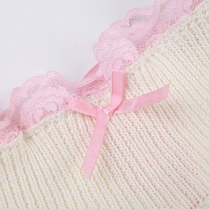 Sweet Bow Knot Lacing Cutout Skirt