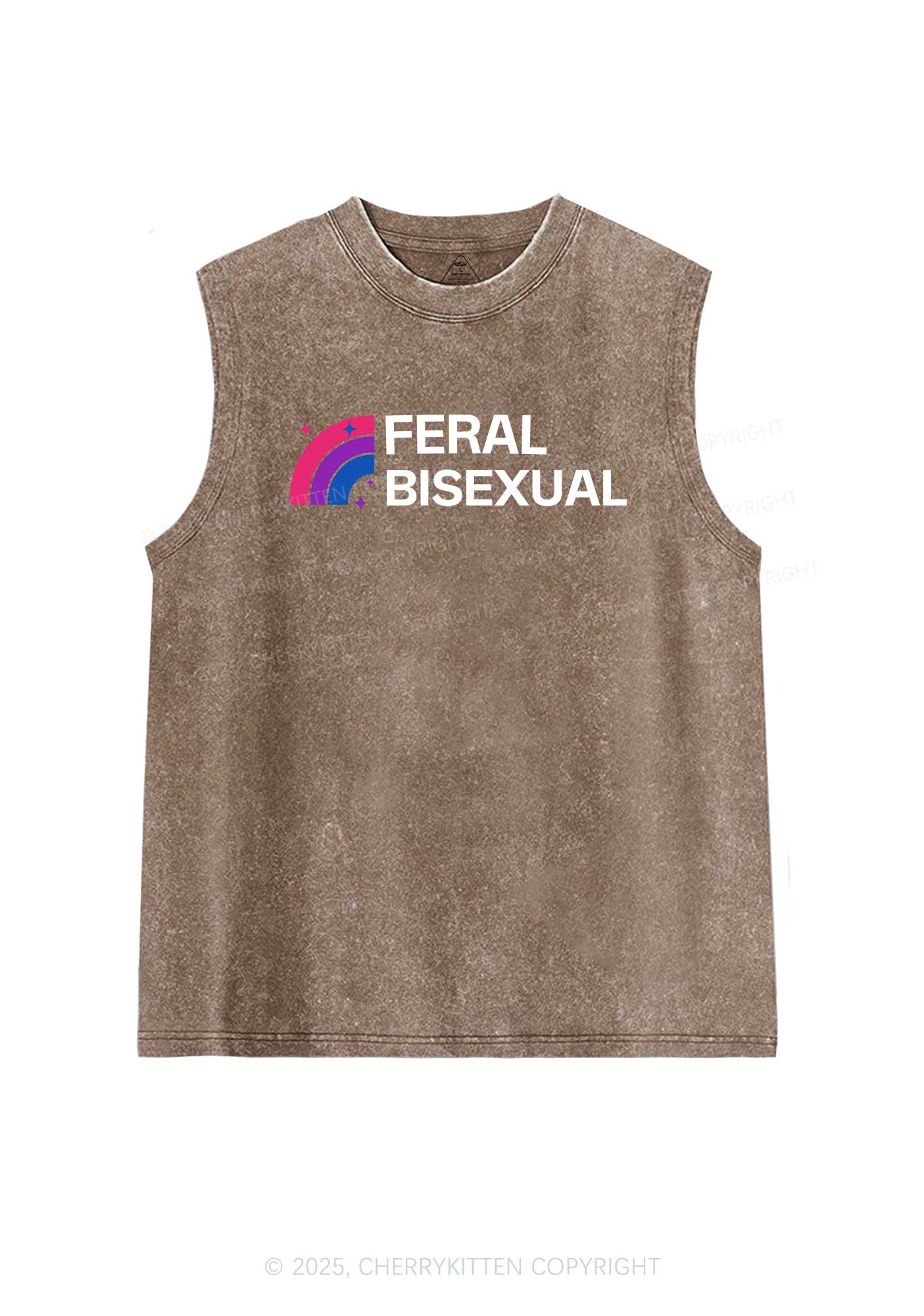 Feral Bisexual Pride Y2K Washed Muscle Tank Cherrykitten