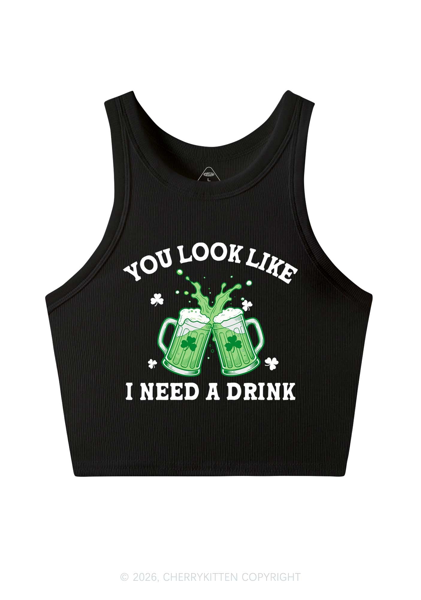 I Need A Drink St Patricks Y2K Crop Tank Top Cherrykitten