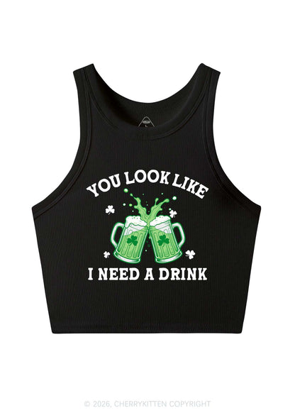 I Need A Drink St Patricks Y2K Crop Tank Top Cherrykitten