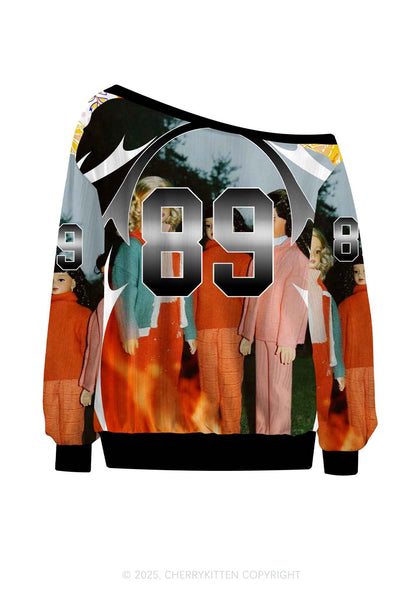 Custom Doll Flame Y2K Off Shoulder Long Sleeve Sport Jersey Shirts Cherrykitten