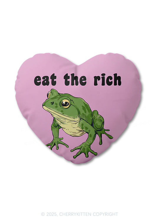 Eat The Rich Frog Y2K Ugly Pillow Cherrykitten