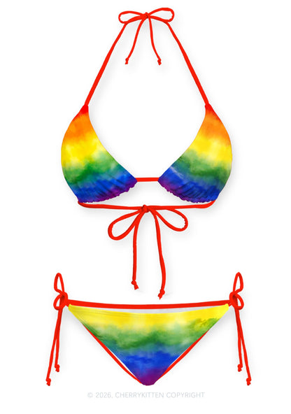 Rainbow Flag Pride Y2K Print Bikini Set Cherrykitten