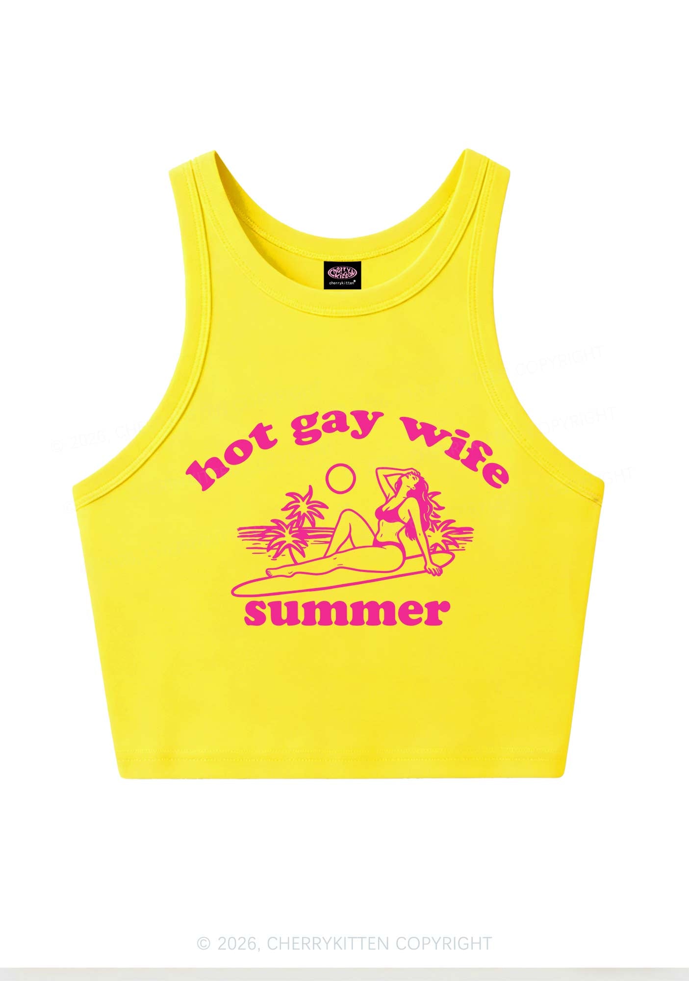 Hot Gay Wife Summer Pride Y2K Crop Tank Top Cherrykitten
