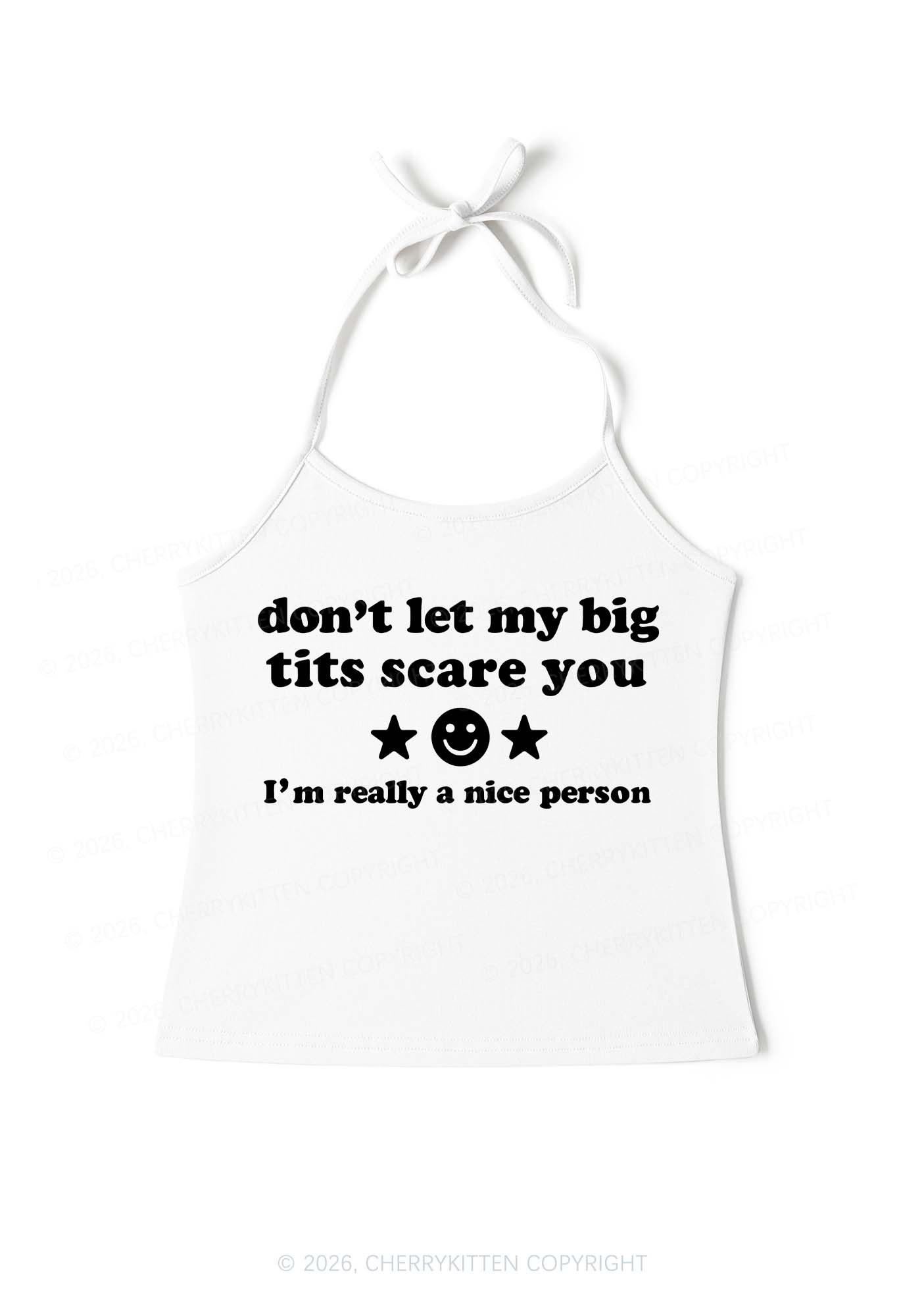 Dont Let My Big Txts Scare You Y2K Halter Neck Cami Cherrykitten