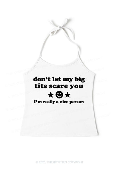 Dont Let My Big Txts Scare You Y2K Halter Neck Cami Cherrykitten