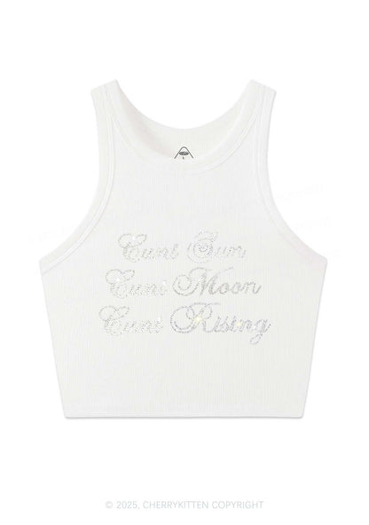 Rhinestone Sun Moon Rising Y2K Crop Tank Top Cherrykitten