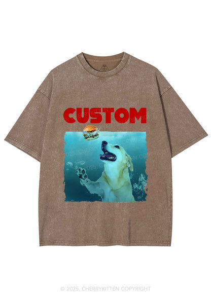 Custom Jowls Dog Y2K Shirts Washed Tee Cherrykitten
