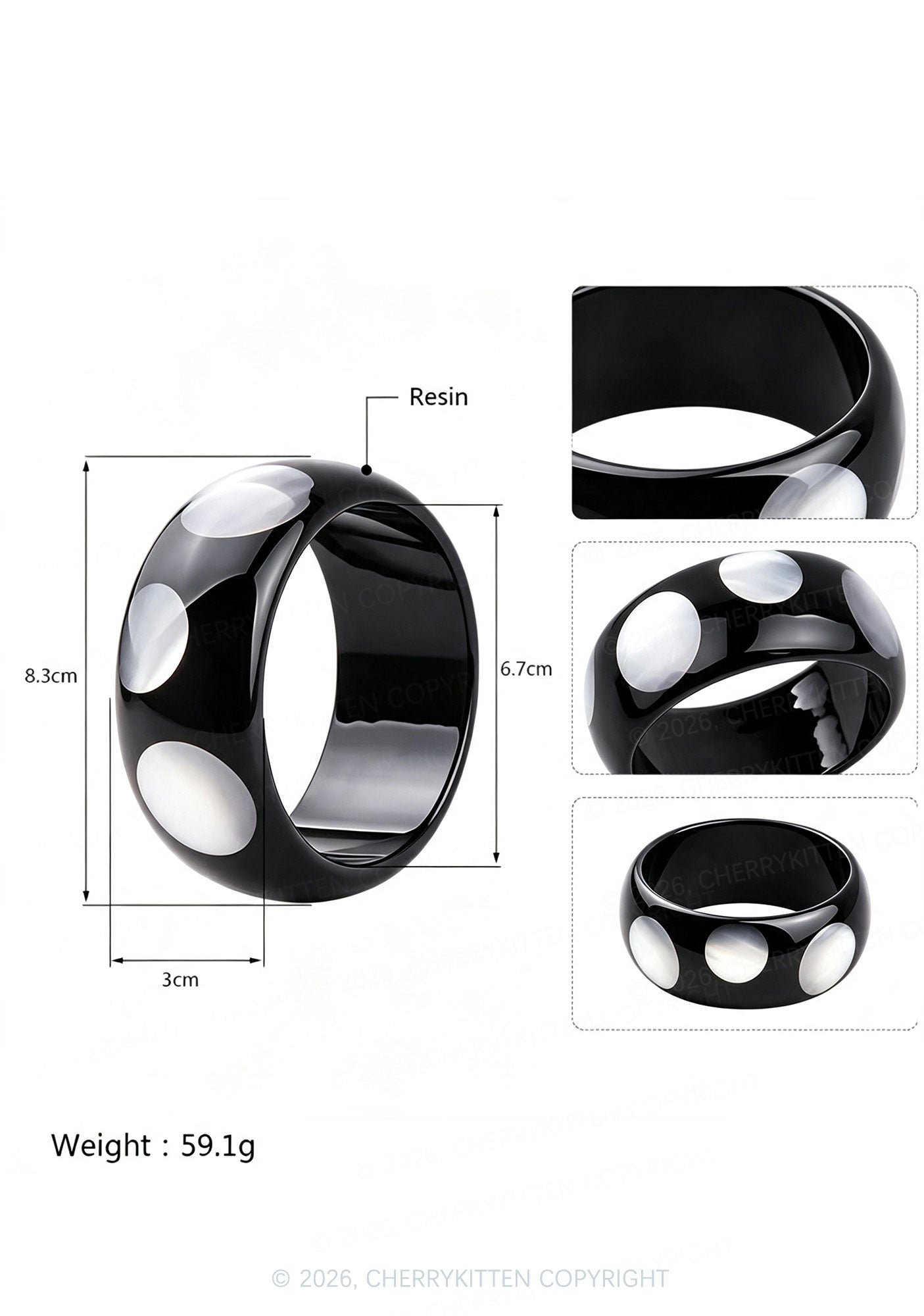Retro Polka Dots Y2K Cuff Bangle Cherrykitten