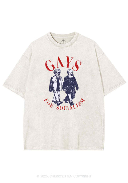 Gays For Socialism Pride Y2K Shirts Washed Tee Cherrykitten