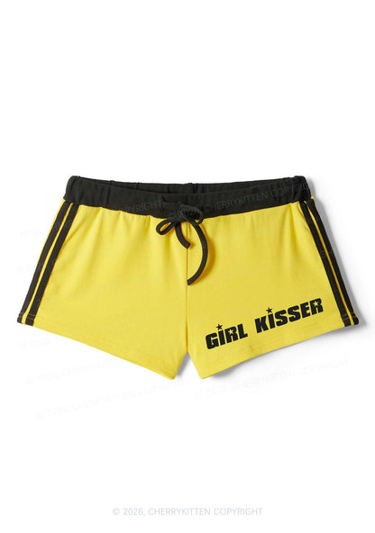 Girl Kisser Pride Y2K Drawstring Mini Shorts Cherrykitten