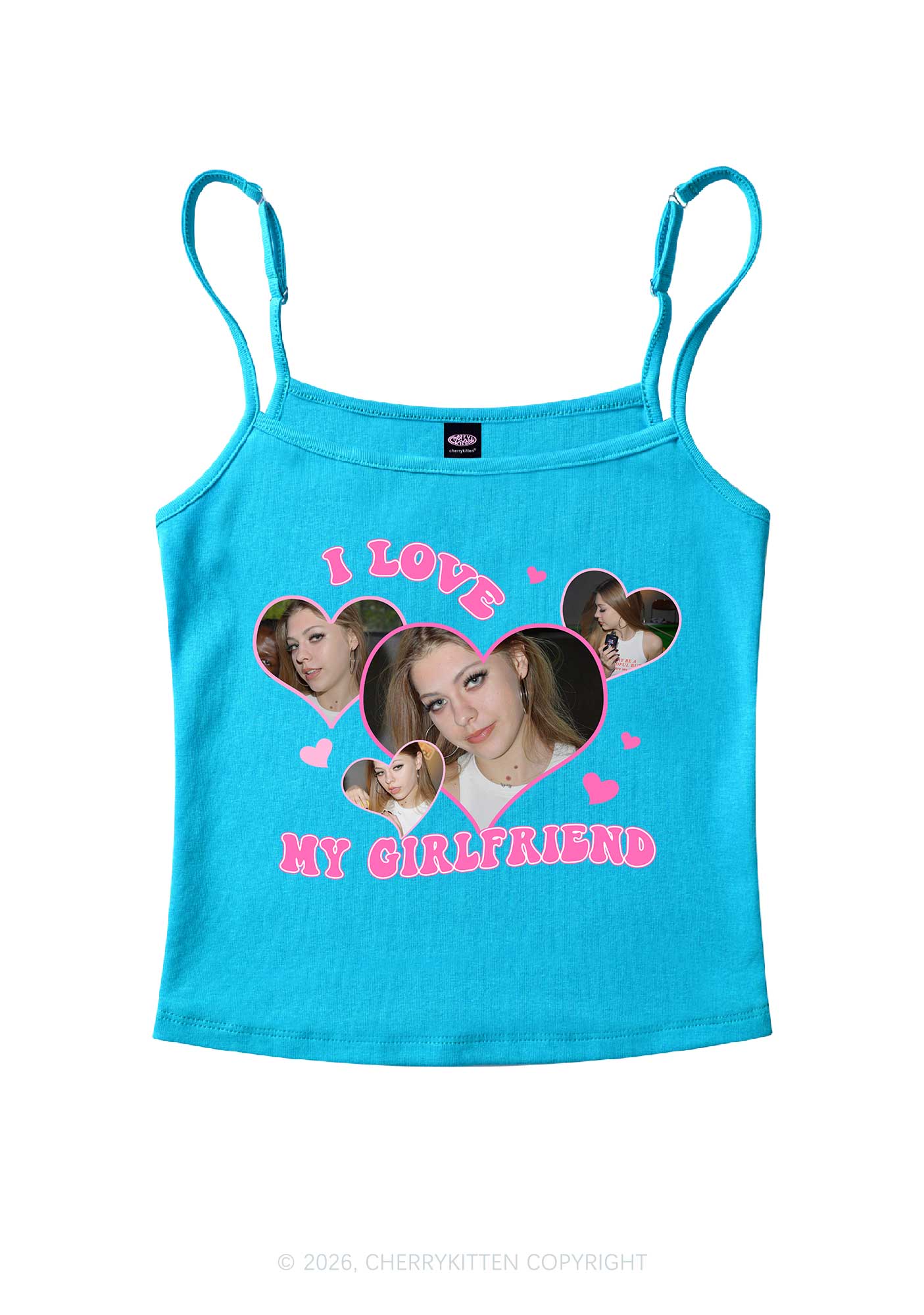 Custom I Love My BF GF Valentine's Day Y2K Spaghetti Strap Cami Cherrykitten