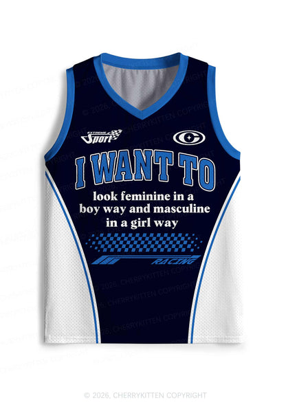 I Want To Feminine Masculine Pride Y2K Sport Jersey Tank Cherrykitten