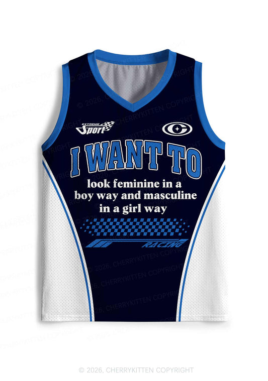 I Want To Feminine Masculine Pride Y2K Sport Jersey Tank Cherrykitten