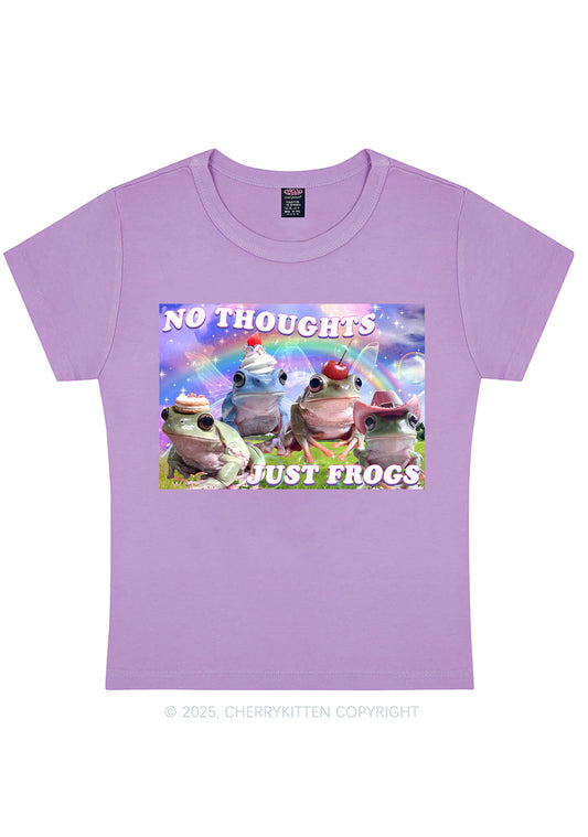 No Thoughts Just Frogs Y2K Baby Tee Cherrykitten