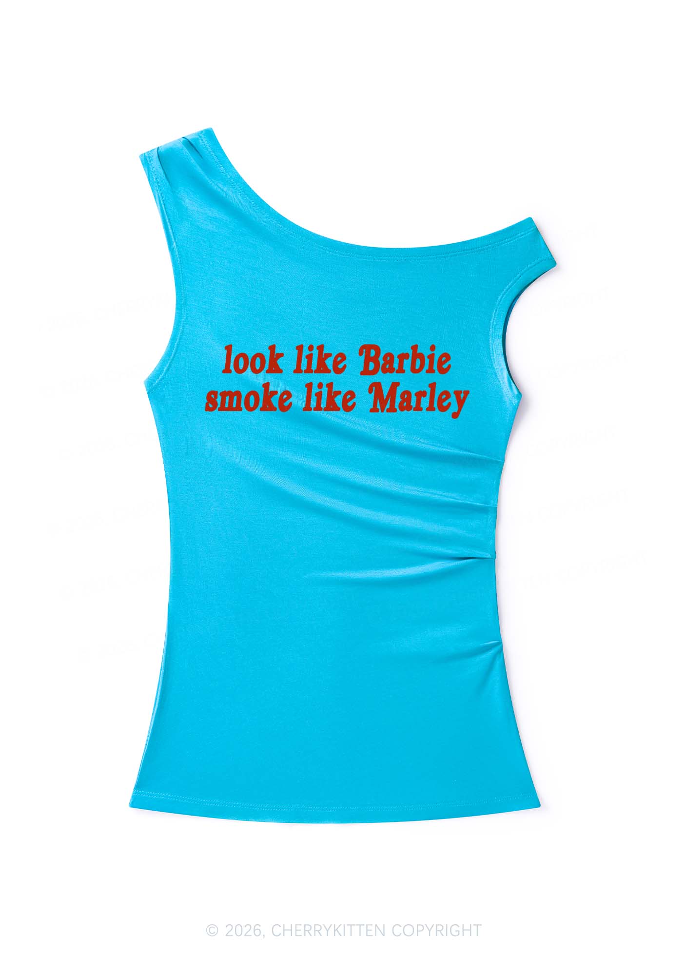 Smoke Like Marley Y2K Off Shoulder Tank Top Cherrykitten