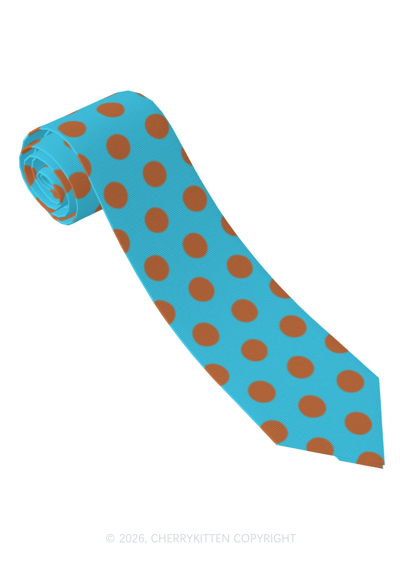 Brown Dots On Blue Y2K Necktie Cherrykitten