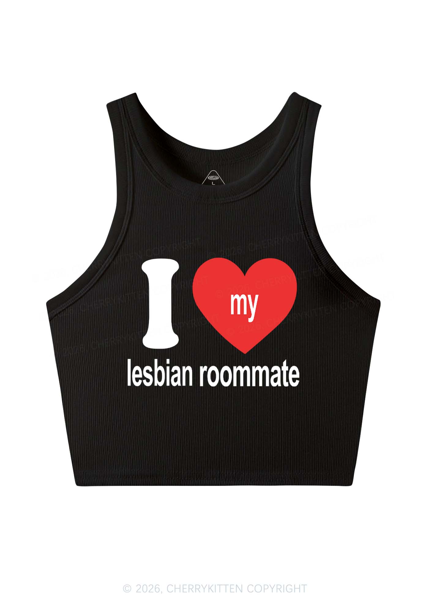 I Love My Lesbian Roommate Pride Y2K Crop Tank Top Cherrykitten