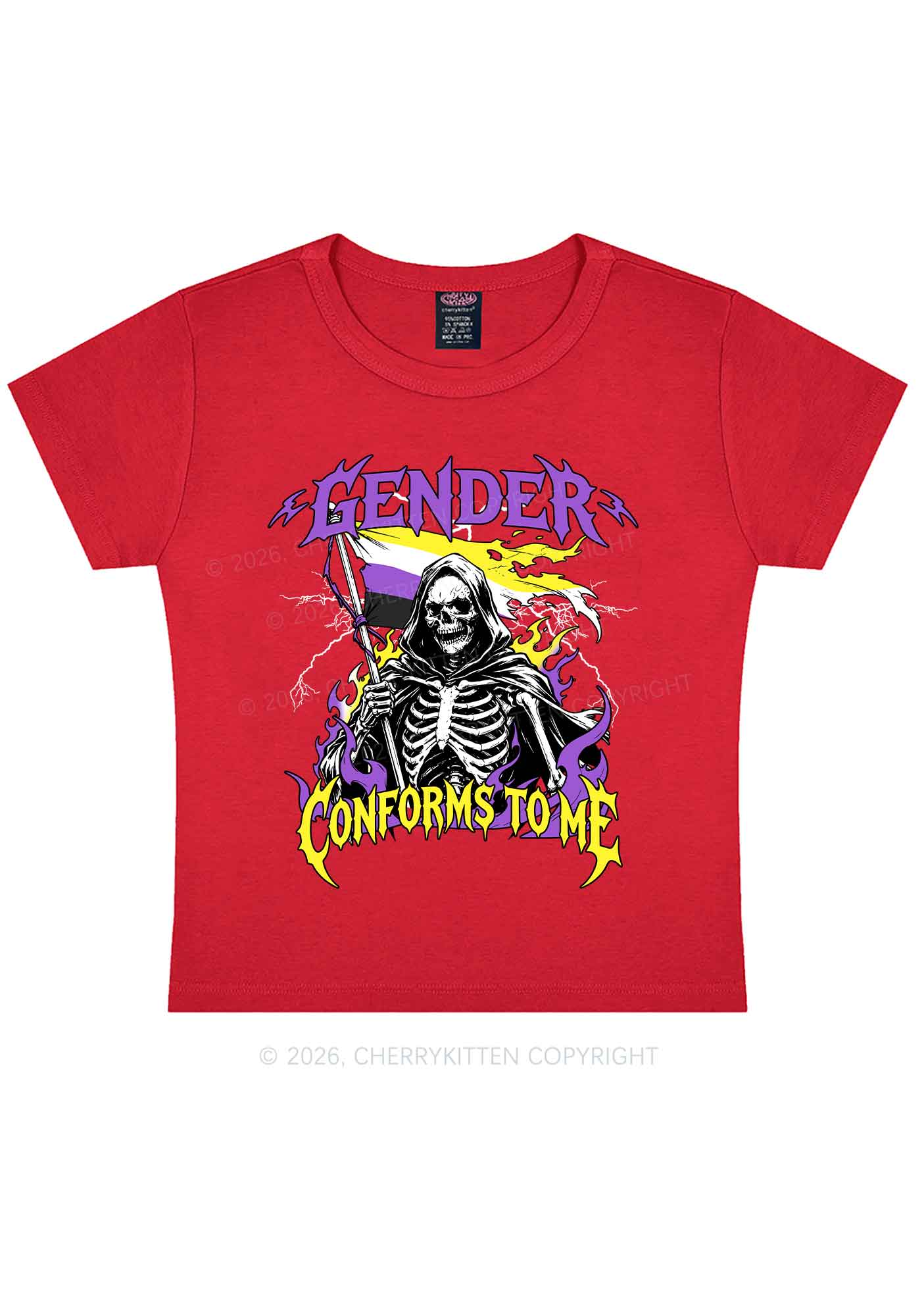 Gender Conforms To Me Pride Y2K Baby Tee Cherrykitten