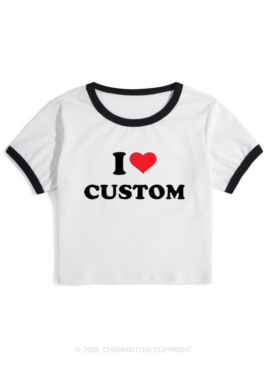 I Love Custom Personalized Y2K Ringer Tee Cherrykitten