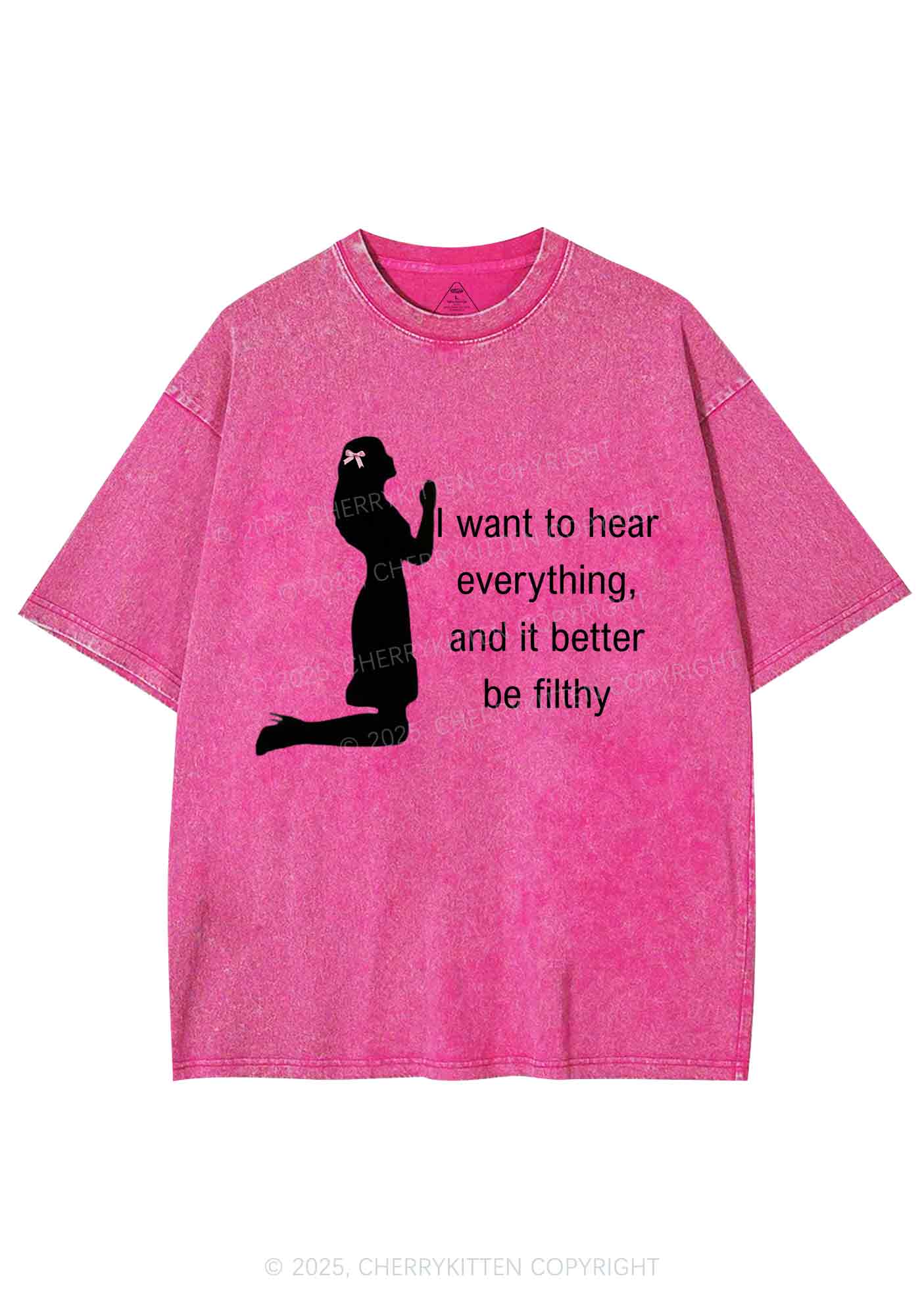 I Want To Hear Everything Y2K Shirts Washed Tee Cherrykitten