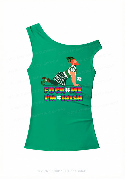 Fxxk Me Im Irish St Patricks Y2K Off Shoulder Tank Top Cherrykitten
