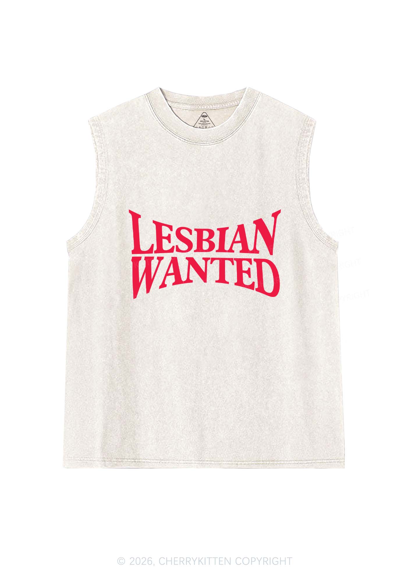 Lesbian Wanted Pride Y2K Washed Muscle Tank Cherrykitten