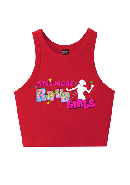 Kiss More Rave Girls Y2K Crop Tank Top Cherrykitten
