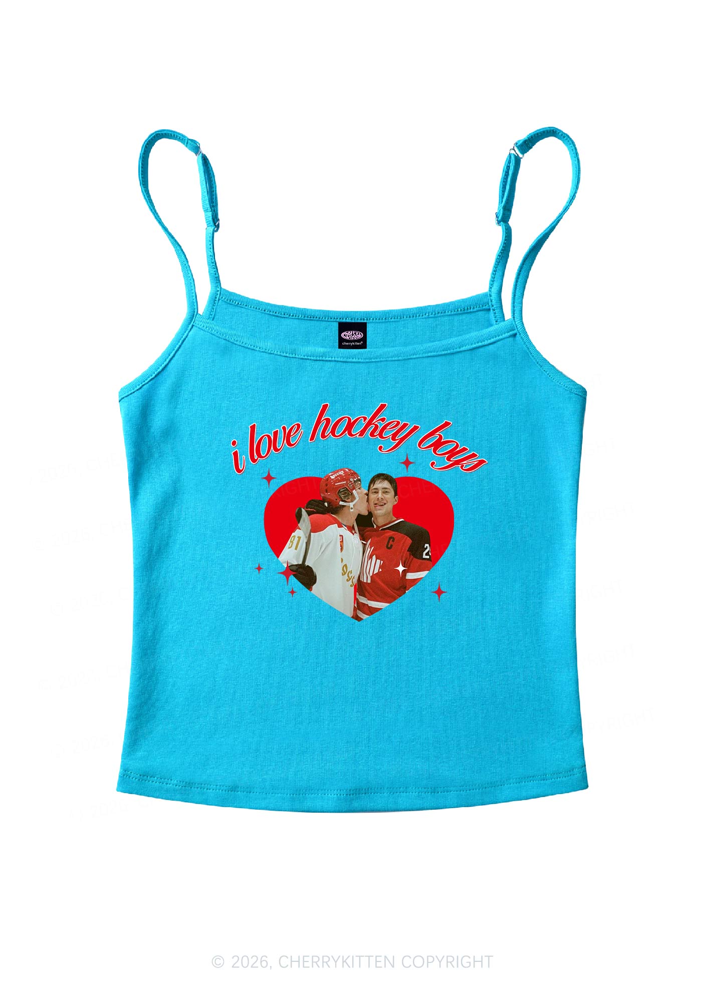I Love Hockey Boys HR Y2K Spaghetti Strap Cami Cherrykitten
